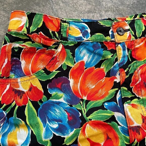 Vintage 80s 90s High Waisted Gap Floral Tropical Pants Womens Large - Picture 3 of 12